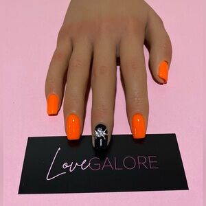 Handcrafted Press ons Halloween Orange spider Glow in the dark Short Square